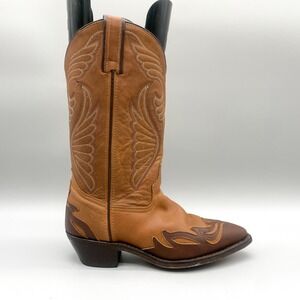 Laredo Mens 7.5M Tan Brown Distressed Leather Western Cowboy Boots Rodeo Rustic